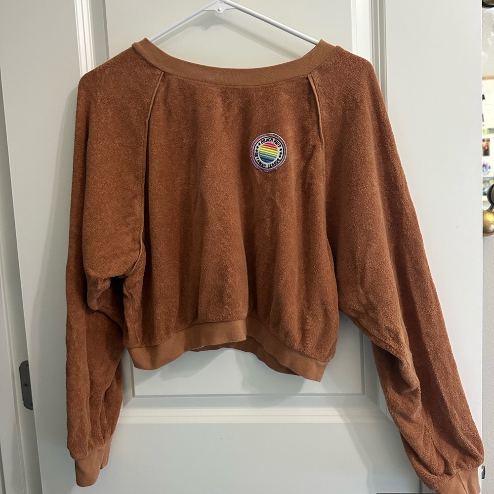 Beach Riot Tan Cropped Sweatshirt